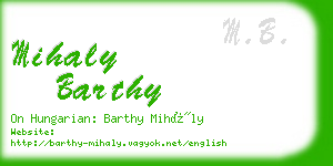 mihaly barthy business card